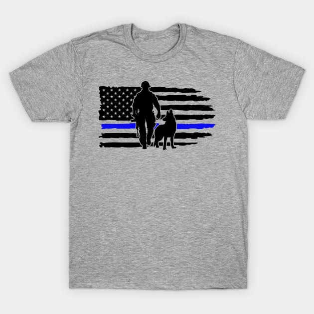 Thin Blue Line Flag for K9 Handlers T-Shirt by Shirts by Jamie